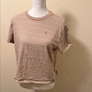 Y2K style Volcom Women's Beige Striped cropped Tee